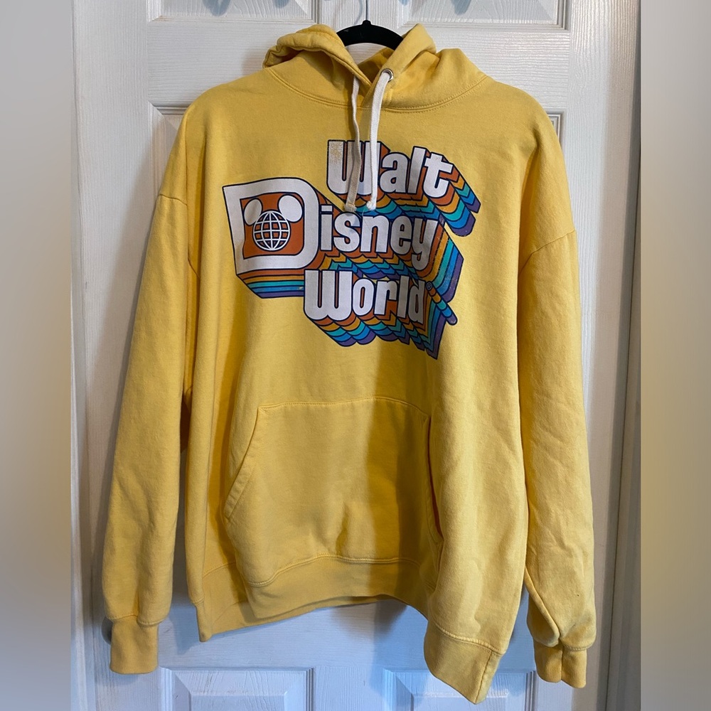 XL Walt Disney World Retro Hoodie Sweater For Adults - Canary Yellow